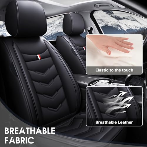 Image of Car Seat Cover 2 Seats for Nissan 370Z 2009-2020, Durable Wear Resistant Waterproof Vehicle Cushion Covers, Breathable No Odor Premium Leather Vehicle Seat Covers.(Standard,Black)