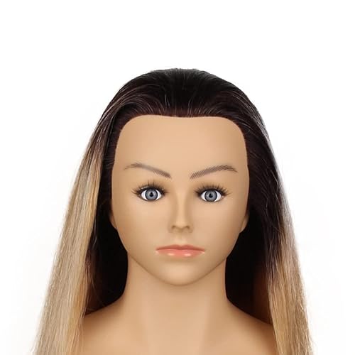 Miniatura 4 de Cabeza de maniquí 100% cabello humano con hombros de 24 a 26 pulgadas, muñeca femenina, cabeza de entrenamiento de maniquí, trenzado con abrazadera