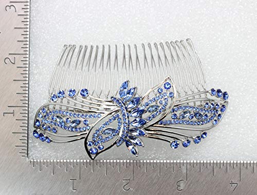 Faship Gorgeous Blue Rhinestone Crystal Huge Big Floral Hair Comb #TOP5