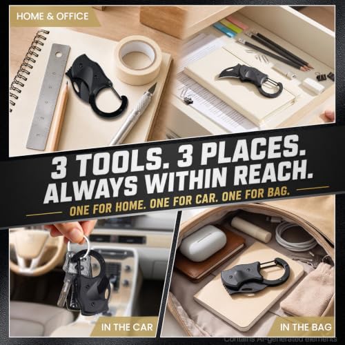 Image of FUNBRO 3 Pack Small Pocket Knife Box Cutter, 1.34 in Blade, Black