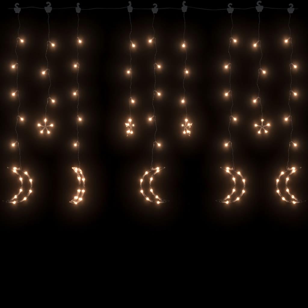 Star and Moon - Guirnalda de luces con mando a distancia, 138 LED, color blanco cálido