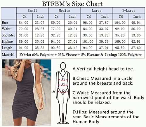 Btfbm Women 2023 Summer Sleeveless Tank Dresses Crew Neck Slim Fit Short Casual Ruched Bodycon Party Club Mini Dress(Dark Grey, Medium) #TOP4