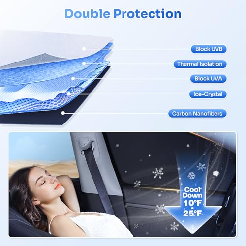 Image of Canvcle Window Shades for 2015-2025 2026 Ford Transit Accessories Windshield Sun Shade Side Rear Window Cover Sunshade Sun Visor Shield Privacy Protection for Camping Keep Vehicle Cool Black 3PCS