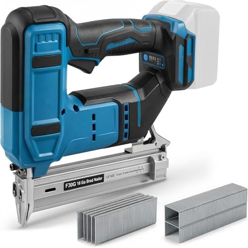 Pistola de clavos inalámbrica de 18 GA compatible con Makita 18 V, clavadora eléctrica múltiple y pistola de grapas con 500 clavos y 500 grapas para carpintería, interruptor de seguridad doble, 2