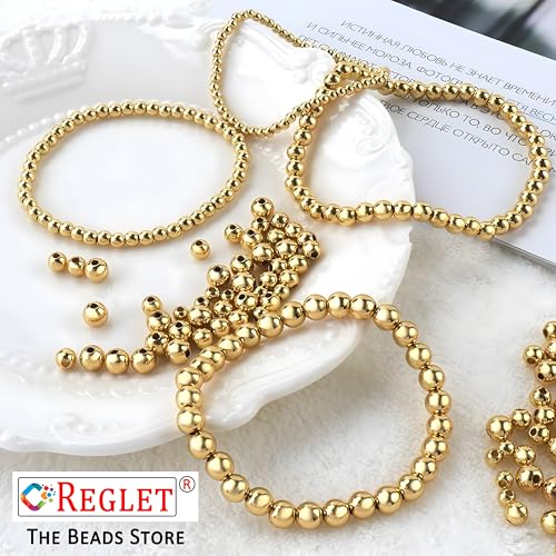 Image of 1600 Pcs Golden Pearl Beads for Jewellery Making Kit | Bead Bracelet Making for Women Girls Kids | Crystal Beads for Craft | Pearls for Craft | 6mm | 200g