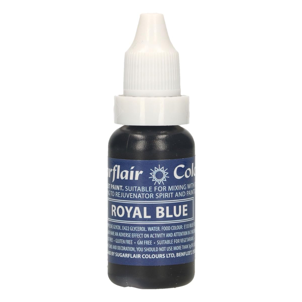 Sugarflair Edible Droplet Paint Royal Blue - Colorante Alimentario Líquido, Colorante para Paste de Azúcar, Pasta de Goma, Glaseado - Se puede Utilizar con Aerógrafo - 14ml
