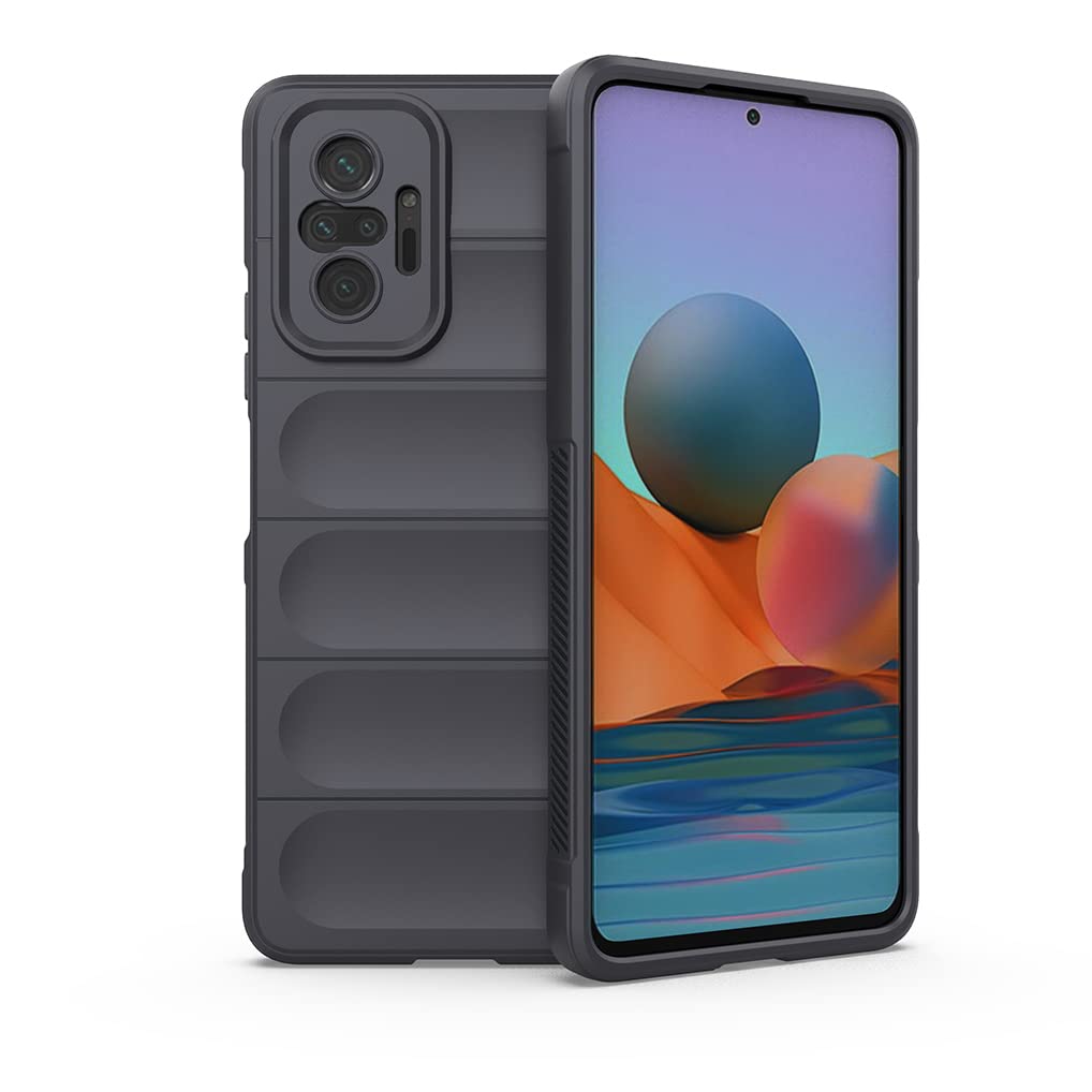 SEAHAI Cover per Xiaomi Redmi Note 10 PRO, [Design dell'airbag] Robusto Custodia Sottile Protettiva, Silicone Morbido + TPU Bumper Case Antiurto Anti-Caduta Cover - Grigio Scuro