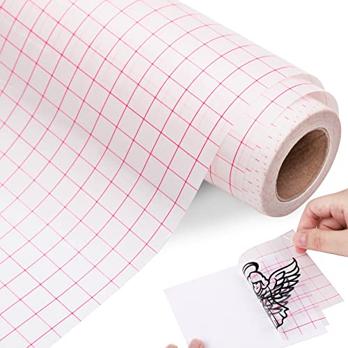 VINYL FROG Cinta de transferencia para vinilo de 12 x 10 pies, cinta de transferencia transparente con rejilla de alineación roja, vinilo reutilizable para calcomanías, letreros, ventanas, pegatinas Cover