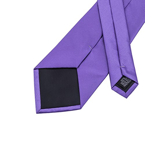 Image of Hi-Tie Mardi Gras Lavender Plaid Ties for Men Lapel Pin Set Pocket Square Cufflinks Formal Woven Silk Tie Sets Wedding Party