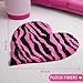Fttoyoly Y2K Hot Pink Zebra Print Rug, 24 Inch Heart Shaped Soft Plush Small Rug with Non Slip Backing, Y2K Room Decor Aesthetic for Bedroom, Dorm and Vanity