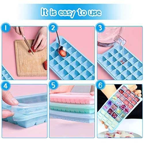 Zaloife 3 stuks ijsblokjesvorm silicone, 36-vaks ijsblokjeshouder voor invriezen, 108 ijsblokjes voor koelkast… - Afbeelding 7