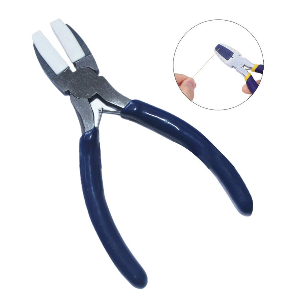 HUANGTNG Double Nylon Jaw Pliers Carbon Steel Pliers Plat Nose Pliers Tools for Beading Looping Shaping Wire Jewelry Making