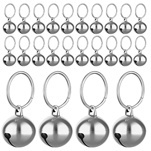 Tiesome 24Pcs Pet Bells For Dog Cat Collar, Pet Pendant Accessories Stainless Steel, Anti-Lost Training Bells For Collars, Suitable For Pet Pendant Accessories 0.55Inch (Silver) #TOP24
