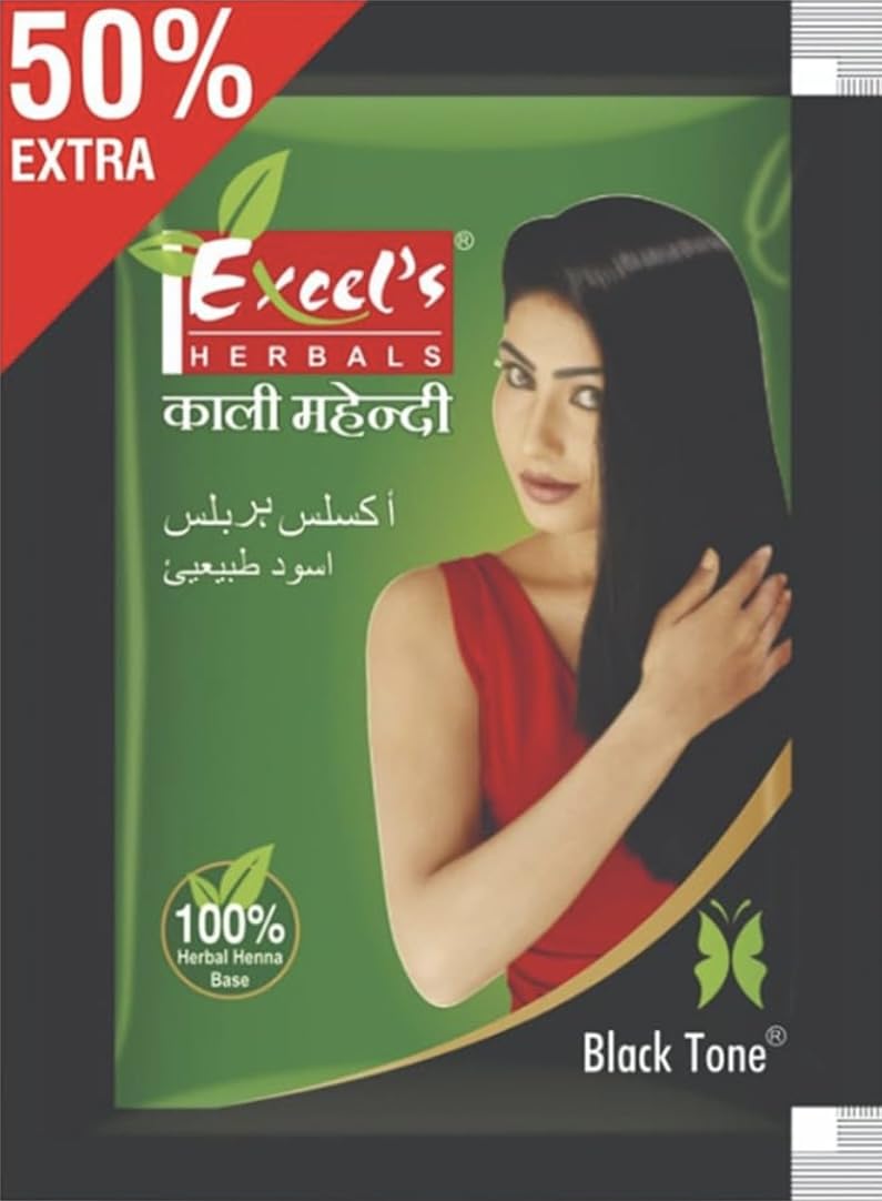 generic Excels Herbals Kali Mehandi For Hair, Natural Black Hair Colour, Organic, Herbal Ingredients, Hair Care Products For Women & Men, Ammonia Free,100% Natural, 50% Extra Value Pack(Pack Of 10, Each 12Gm)-picture-14