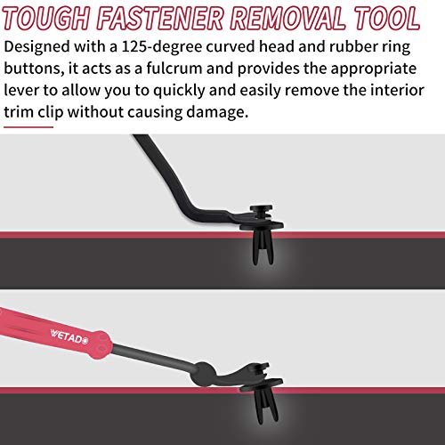 Wetado Trim Removal Tool, Car Upholstery Repair Kit, Car Door Audio Panel Trim Removal Set, Fastener Terminal Remover Tool Set Clips Pry Kit Auto Clip Pliers (8PCS Red) - Image 4