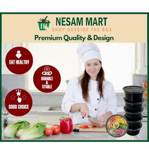 Image of Reusable Food Container with Lid 250ml - Pack of 25 Disposable Packing Box for Food | Round Plastic Parcel Box Fridge, Microwave Safe - Ideal for Food Delivery, Kitchen and Storage(250 ml)