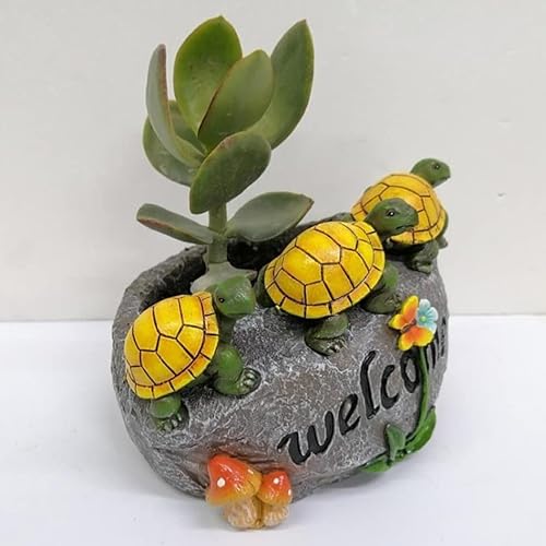 Miniatura 3 de Happyyami Decoración de plantas de tortuga suculenta maceta de resina para animales, decoración de macetas de resina, macetas de resina, maceta de