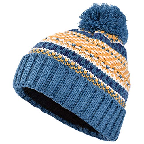 Chapeau uni avec pompon moelleux et revers large pour l'hiver