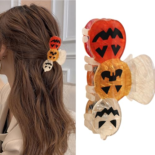 Pinza para cabello de calabaza Halloween naranja miniatura 1
