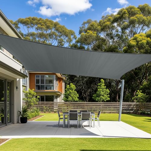 Cool Area Sun Shade Sail 12x16FT Rectangle Shade Canopy Outdoor Sunshade for Patio Backyard Garden, Dark Grey