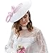 HIMESPORT Pink and White Fascinators Hat for Women Ladies Straw Wide Brim Wedding Cocktail Formal Church Tea Party Dress Derby Hats with Bow Feather