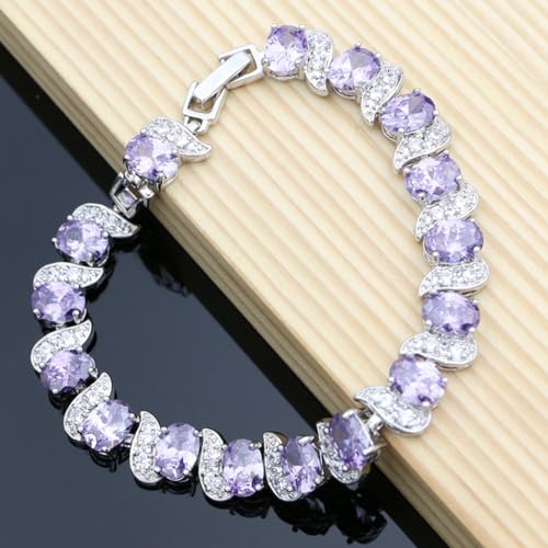 Image of LMXXVJ Fashion Tennis Bracelet Created Emerald White Gold Plated Charm Bracelet Gifts Jewelry for Women