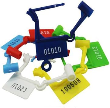 50 pcs Plastic Security Padlock Seals Numbered Tamper Proof Disposable Self-Locking Plastic Tags Luggage Multicolored Padlock Self Locking Zip Ties for Suitcases, Clothing and Article Mixing Colors