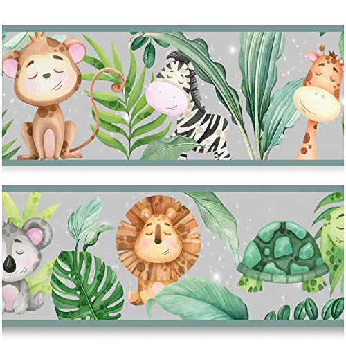 yabaduu Frise murale autocollante 15 cm x 200 cm pour chambre d'enfant ou de bébé Y033-9 (jungle)