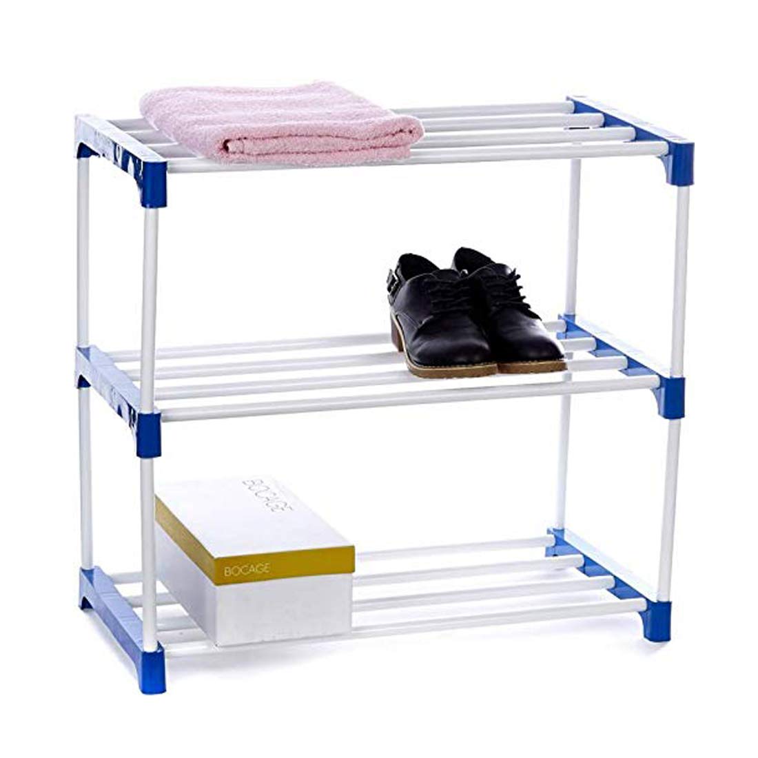 Premium Stackable and Durable, Easy to Assemble, Space Saving Shoe Rack/Book stand/almari (strong 3 Shelves) Blue, Plastic-image-48