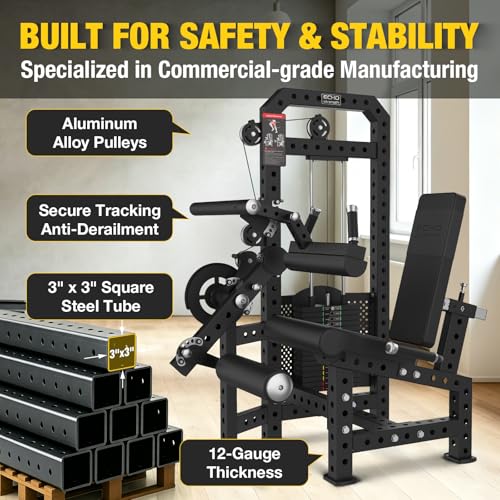 Image of Commercial-Grade Strength Exercise Equipment with 220lb Weight Stack, 3 inchx3 inch 12-Gauge Steel Tubing for Home & Gym, Multi-Function Trainer Machine for Strength Training & Body Building
