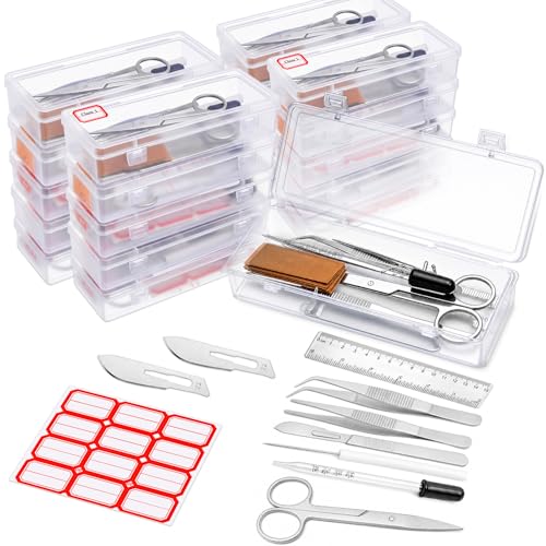 Image of Dunzoom 20 Set Dissection Kit, 32 Pcs Per Set, Biology Lab Tools with Stainless Steel Blades, T-pins, Teasing Needles, Forceps, Scissors for Medical Veterinary Biology Training