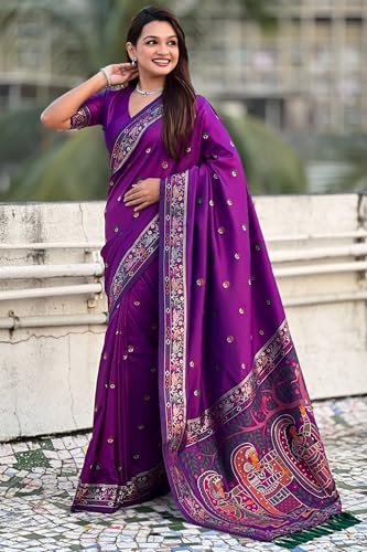 Image of SGF11 Women's Kanjivaram Pure Soft Silk Saree With Unstitched Blouse Piece