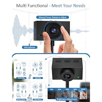 Webcam for PC, 1080P Streaming Camera, Web Camera for Desktop Computer/Laptop Webcam with Microphone, Plug and Play USB Web cam with Bracket, Manual Focus, for Live Streaming, Video Calls, Meetings