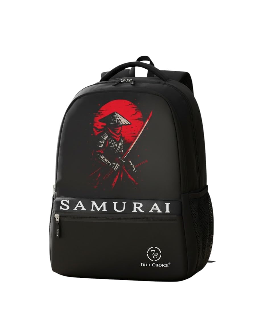 true choice Samurai Printed Backpack for Men & Boys | Stylish 45L Laptop Bag for School, College & Travel | Durable Water-Resistant Backpack with Multiple Compartments & Padded Shoulder Straps-picture-45