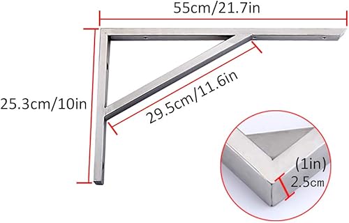 Miniatura 2 de Soportes triangulares de acero inoxidable para encimera de mármol grueso, 2 estilos, juego de 2 estantes resistentes para mesa de banco de oficina,