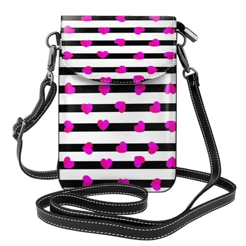 Petit sac bandoulière cœur rose portefeuille femme porte-téléphone et cartes de crédit