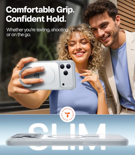 Image of TORRAS for iPhone 17 Pro Case Magnetic Stand, 4X Military Drop Protection | Fit for MagSafe, Camera Control, Slim Phone Case for iPhone 17 Pro with Kickstand, Translucent Matte Cover 6.3 inch Silver Gray