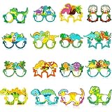 Copkim 32 Pcs Dinosaur Glasses Bulk Dinosaur Birthday Party Decorations Dino Theme Paper Glasses Photo Booth Props for Kids Jungle Safari Birthday Party Dino Favor Supplies