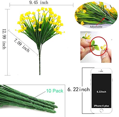 Flores artificiales amarillas Leixi, 6 piezas de plantas de plástico exterior e interior 7