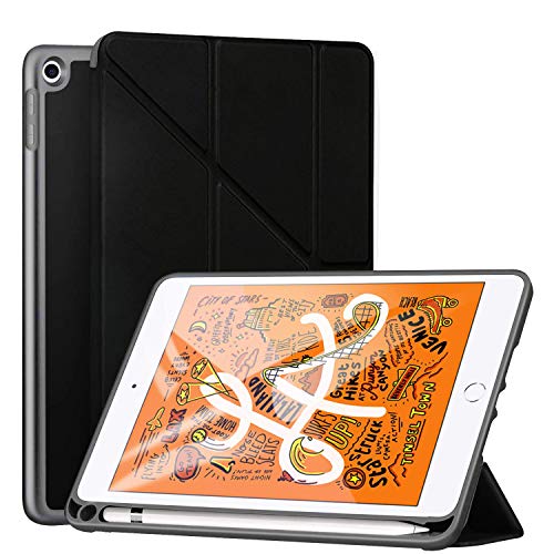 Image of GRIPP Tux Slim case pu Leather & Lightweight Protection with Smart flip Multi Angle Stand Transparent Back Cover for ipad pro (iPad Mini 5 & 4 - Black)