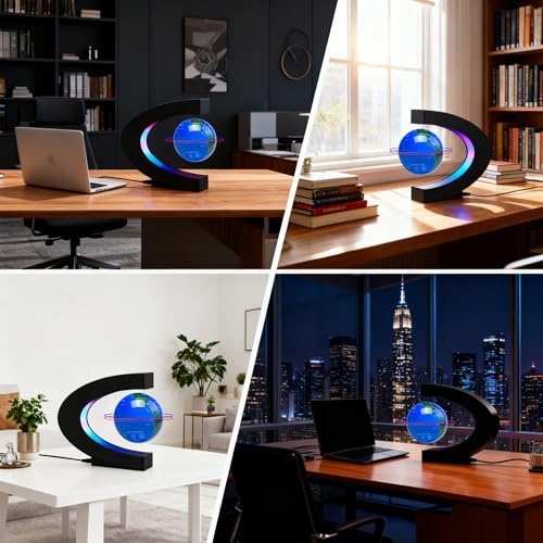 Magnetisch schwebender Globus mit LED Licht, Anti-Gravitations Weltkarte,Büro, Zuhause, Schlafzimmer, Schreibtisch Deko, Einzigartiges Geburtstagsgeschenk für Männer, Kinder, Ehemann und Chef