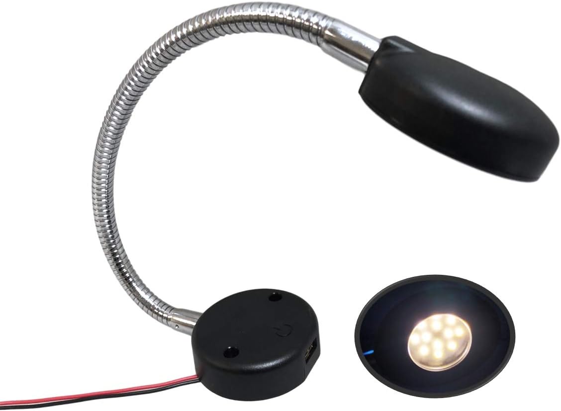 Pactrade Marine White LED Flexible Chart Reading Light USB Charger Touch Switch