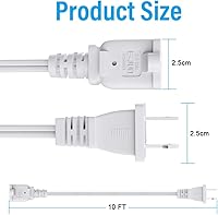 Vista 7 de 5.9ft Indoor Outdoor Extension Cord Waterproof, 10A / 125V 18 AWG Wire Durable Power Appliance Extension Cable with 2 Prong Grounded Plug for