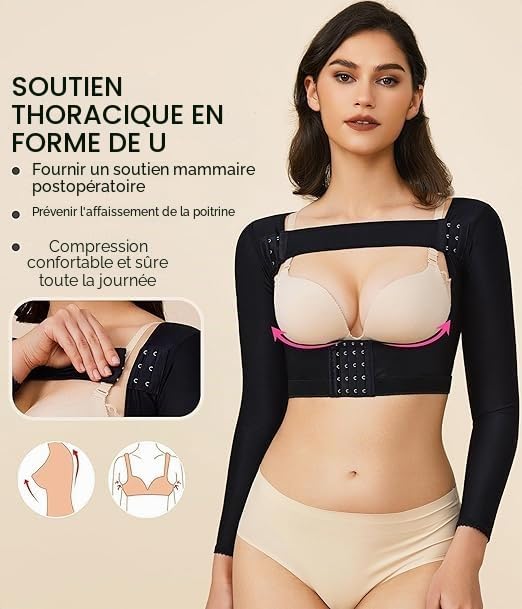 KUMAYES Haut Sculptant Femme Bras Minceur Manche Longue Gaine post opératoire compression Correcteur de Posture Top Body shaper