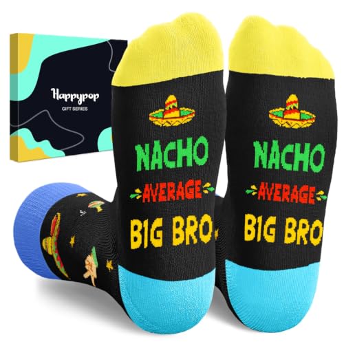 HAPPYPOP Big Brother Gift - Big Bro Socks for Men, Funny Birthday Gifts for Older Brother