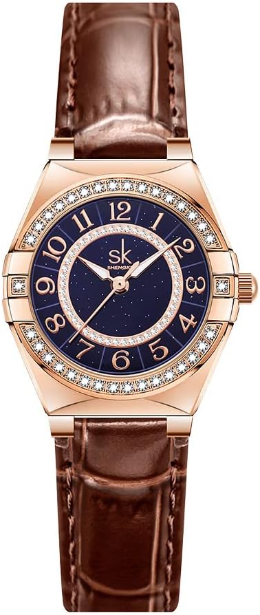 Orologio Da Donna SHENGKE SK - Quadrante Con Numeri Arabi E Cristalli, Resistente All'Acqua - Foto 4