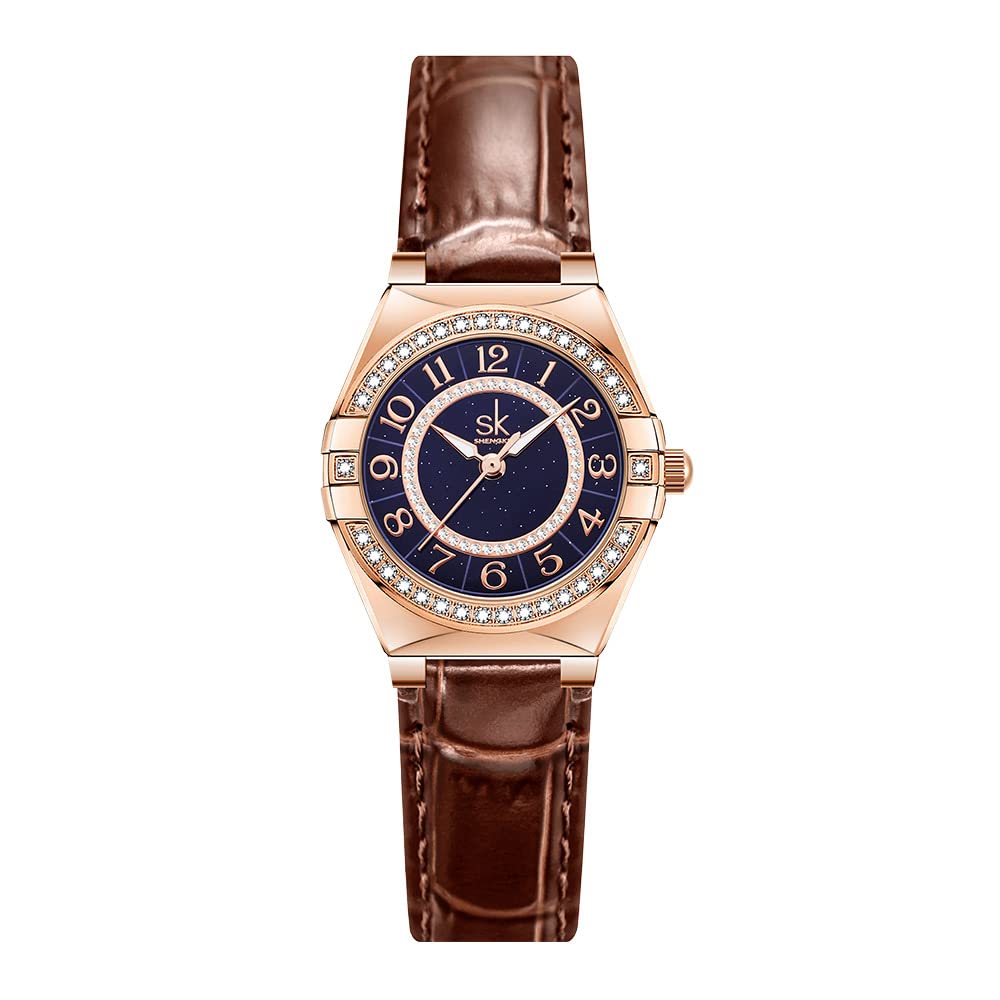 SHENGKE SK Orologio da donna facile da leggere con numeri arabi cristallo diamante orologio vestito da donna resistente all'acqua