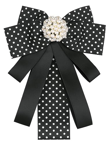 Image of Ribbon Polka Dots Bow Ties Cute Bowties for Women, Clip Fashion Collar Decoration