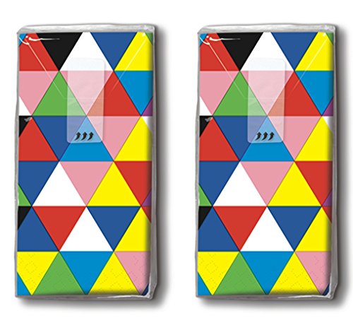 Preisvergleich Produktbild 20 Taschentücher (2x 10) Farbige Dreiecke / Motivtaschentücher