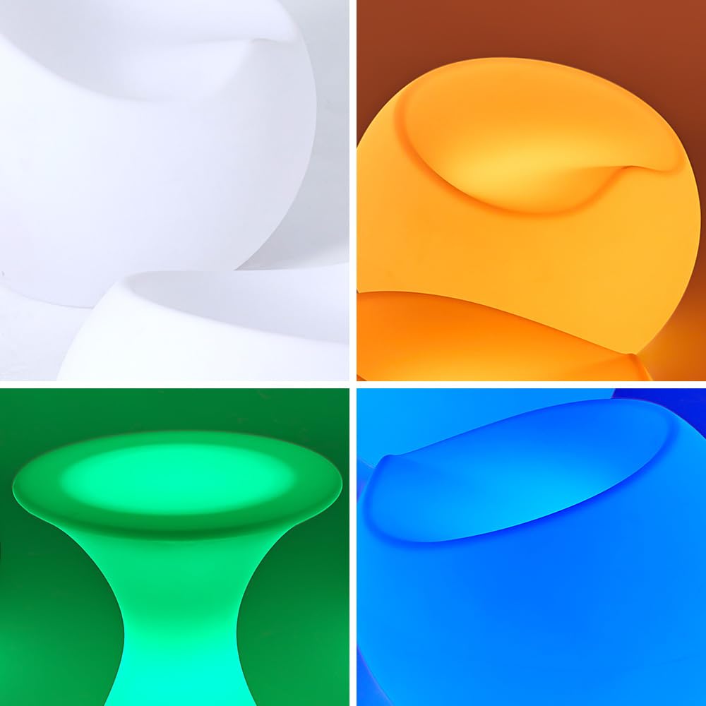 LED Gartenleuchte Leuchtende Sessel Tisch Sparsam mit Fernbedienung. Wiederaufladbar RGBW Helligkeit einstellbar Neu Schick (YXF-6565 Sessel Rund)
